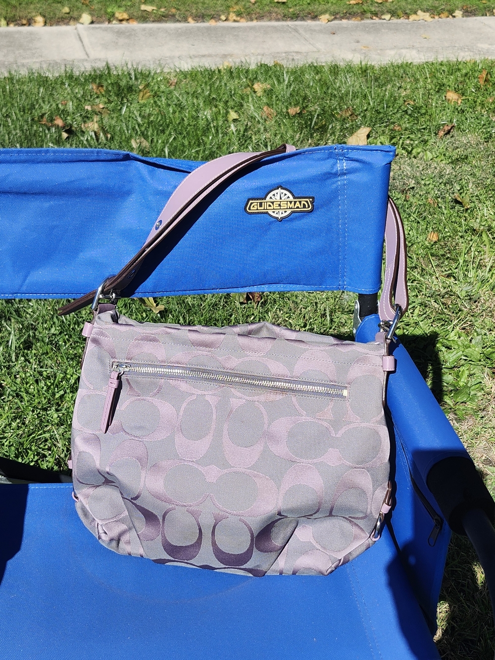 Vintage Coach Lavender & Grey Shoulder Bag